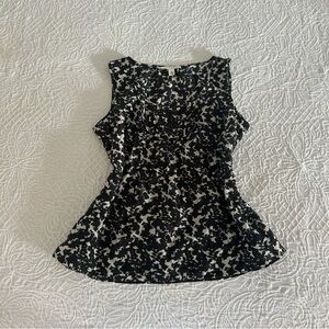 Banana Republic Black and White Floral-Print Sleeveless Camisole